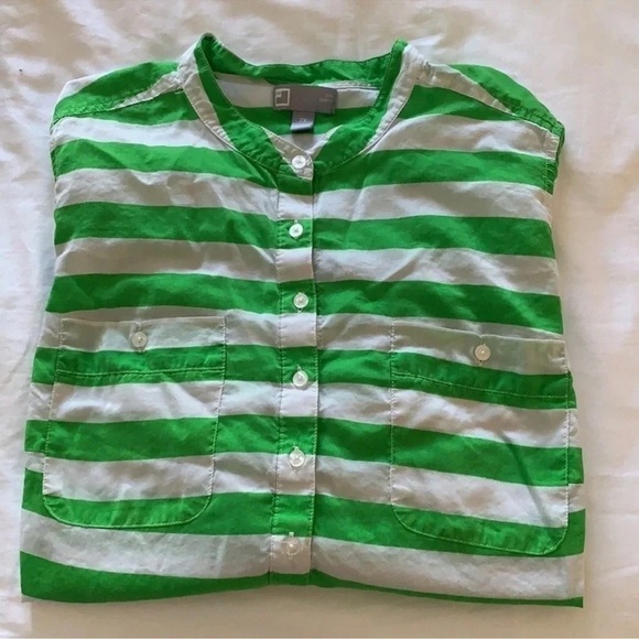 Green and Blue Striped Women’s Shirt - Picture 5 of 6